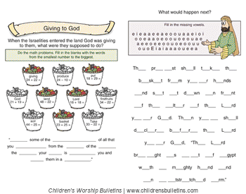 Sunday school activity about giving for ages 7-12